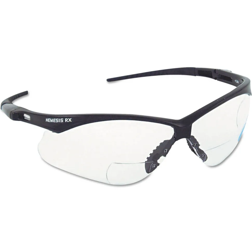 Ansell plus1.5 Diopter Strength V60 Nemesis Rx Reader Safety Glasses - Black Frame, Clear Lens