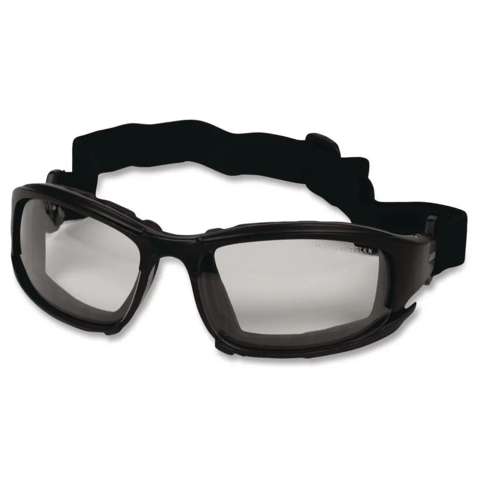 Ansell V50 Calico Safety Eyewear with Head Strap, KleenVision Anti-Fog Coating, Black Nylon Frame, Clear Polycarbonate Lens