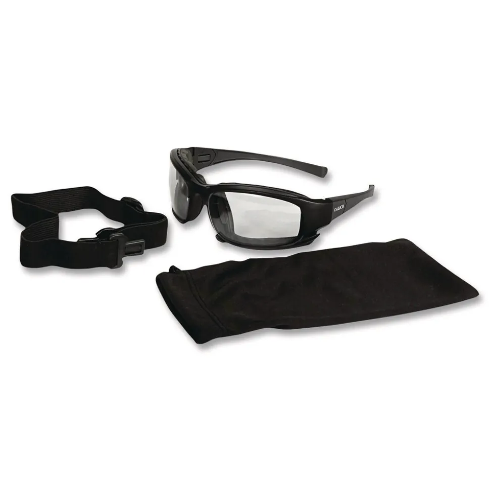 Ansell V50 Calico Safety Eyewear with Head Strap, KleenVision Anti-Fog Coating, Black Nylon Frame, Clear Polycarbonate Lens
