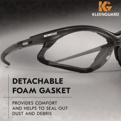 Ansell V30 Nemesi Foam Safety Glasses - Black Nylon Frame/Clear Polycarbonate Lens (12/Carton)