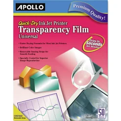 Apollo VCG7033S-A 8.5 in. x 11 in. Quick-Dry Color Inkjet Transparency Film (50/Box)