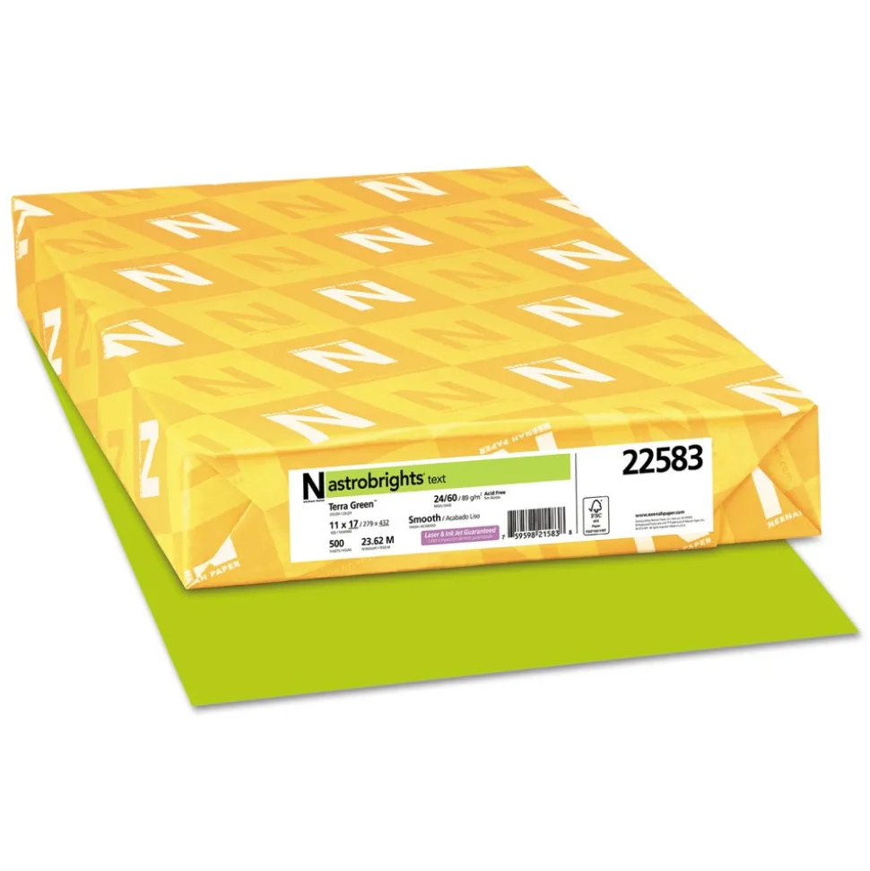 Astrobrights 11 in. x 17 in. 24 lbs. Bond Weight Color Paper - Terra Green (500/Ream)