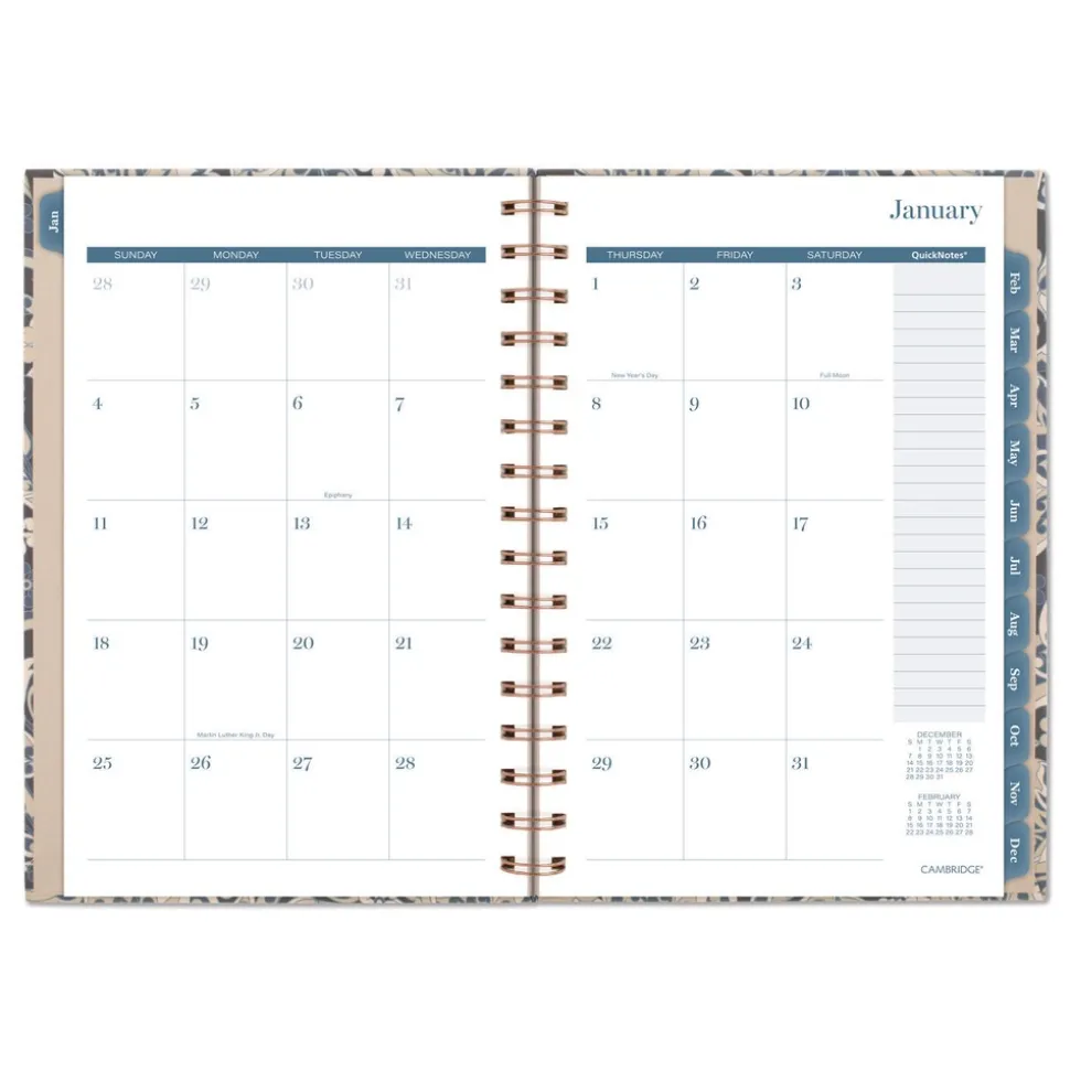 AT-A-GLANCE 8.5 in. x 5.5 in. 12-Month (Jan-Dec 2026) Elizabeth Weekly/Monthly Planner - Blue Cover