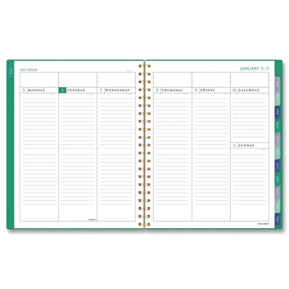 AT-A-GLANCE 11 in. x 8.5 in. 13-Month (Jan-Jan 2026) Badge Geo Weekly/Monthly Planner - Green Cover