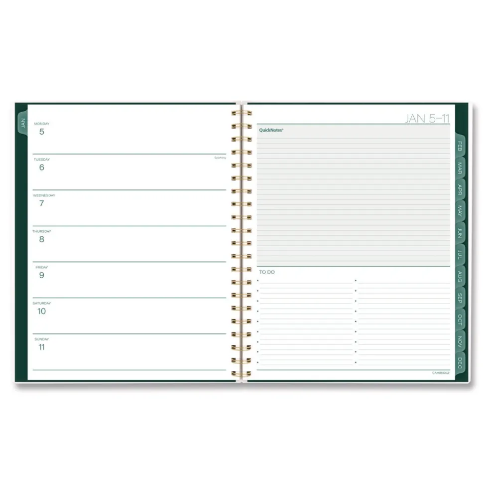 AT-A-GLANCE 11 in. x 8.5 in. 12-Month (Jan-Dec 2026) Emerald Isle Weekly/Monthly Planner - Green Marbled Cover