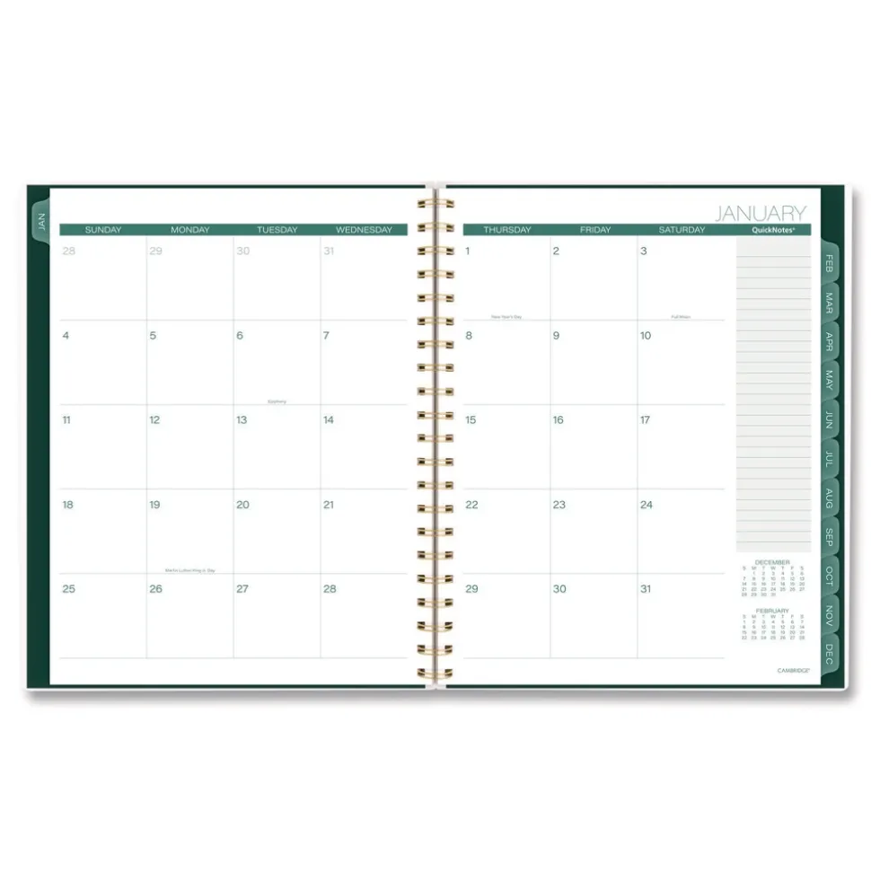 AT-A-GLANCE 11 in. x 8.5 in. 12-Month (Jan-Dec 2026) Emerald Isle Weekly/Monthly Planner - Green Marbled Cover