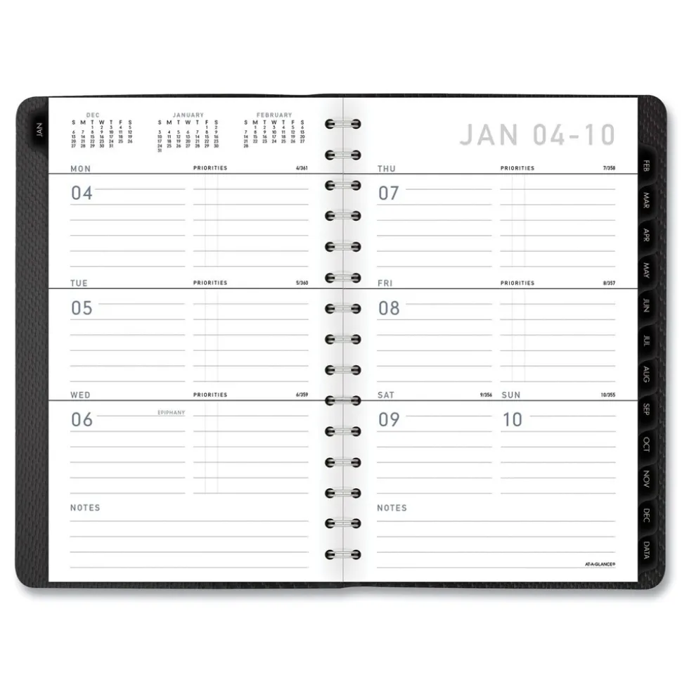AT-A-GLANCE 8.5 in. x 5.5 in. 12-Month (Jan to Dec): 2026 Contemporary Open-Block Format Weekly/Monthly Planner - Graphite Cover