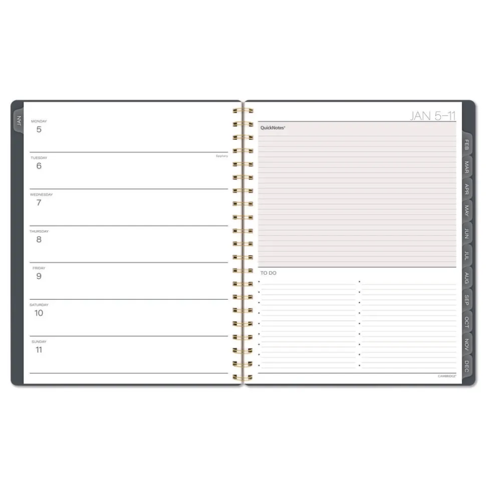 AT-A-GLANCE 11 in. x 8.5 in. 12-Month (Jan-Dec 2026) Hera Weekly Monthly Planner - Black/Gold Cover
