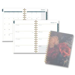 AT-A-GLANCE 8.5 in. x 5.5 in. 12-Month (Jan-Dec 2026) Midnight Garden Weekly/Monthly Planner - Black/Pink/Green Cover