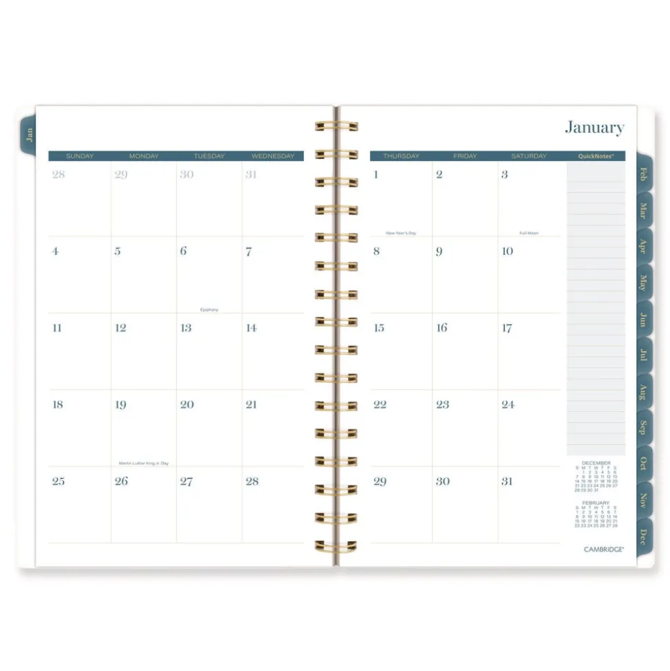 AT-A-GLANCE 8.5 in. x 5.5 in. 12-Month (Jan-Dec 2026) Midnight Garden Weekly/Monthly Planner - Black/Pink/Green Cover
