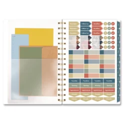 AT-A-GLANCE 8.5 in. x 5.5 in. 12-Month (Jan-Dec 2026) Midnight Garden Weekly/Monthly Planner - Black/Pink/Green Cover