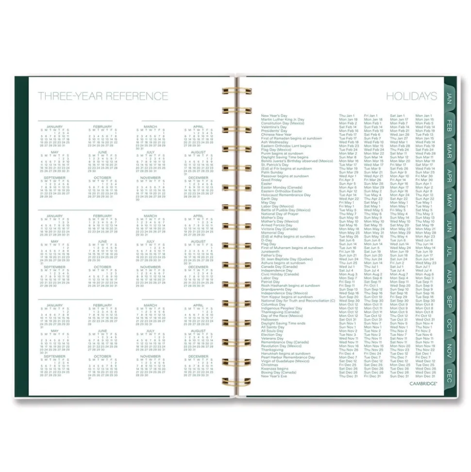 AT-A-GLANCE 8.5 in. x 5.5 in. 12-Month (Jan-Dec 2026) Emerald Isle Weekly/Monthly Planner - Green Marbled Cover
