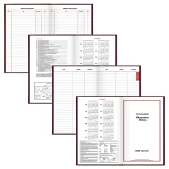 AT-A-GLANCE 12 in. x 7.75 in. Standard 2026 Edition Wide/Legal Rule Daily Diary - Red Cover