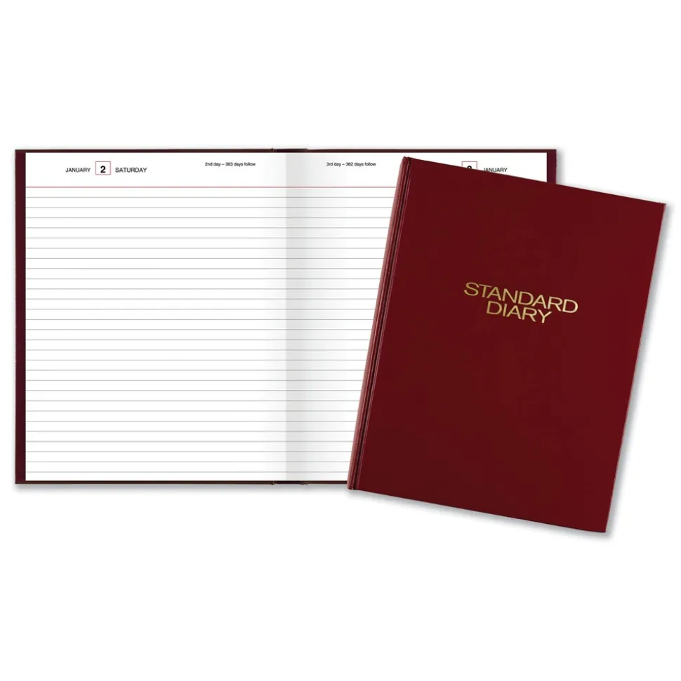 AT-A-GLANCE 9.5 in. x 7.5 in. Standard 2026 Edition Medium/College Rule Daily Diary - Red Cover