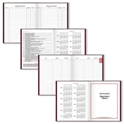 AT-A-GLANCE 9.5 in. x 7.5 in. Standard 2026 Edition Medium/College Rule Daily Diary - Red Cover