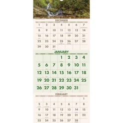 AT-A-GLANCE 14-Month: Dec 2025 to Jan 2027 Three-Month 12 in. x 27 in. Scenic Landscape Photography Wall Calendar - White Sheets
