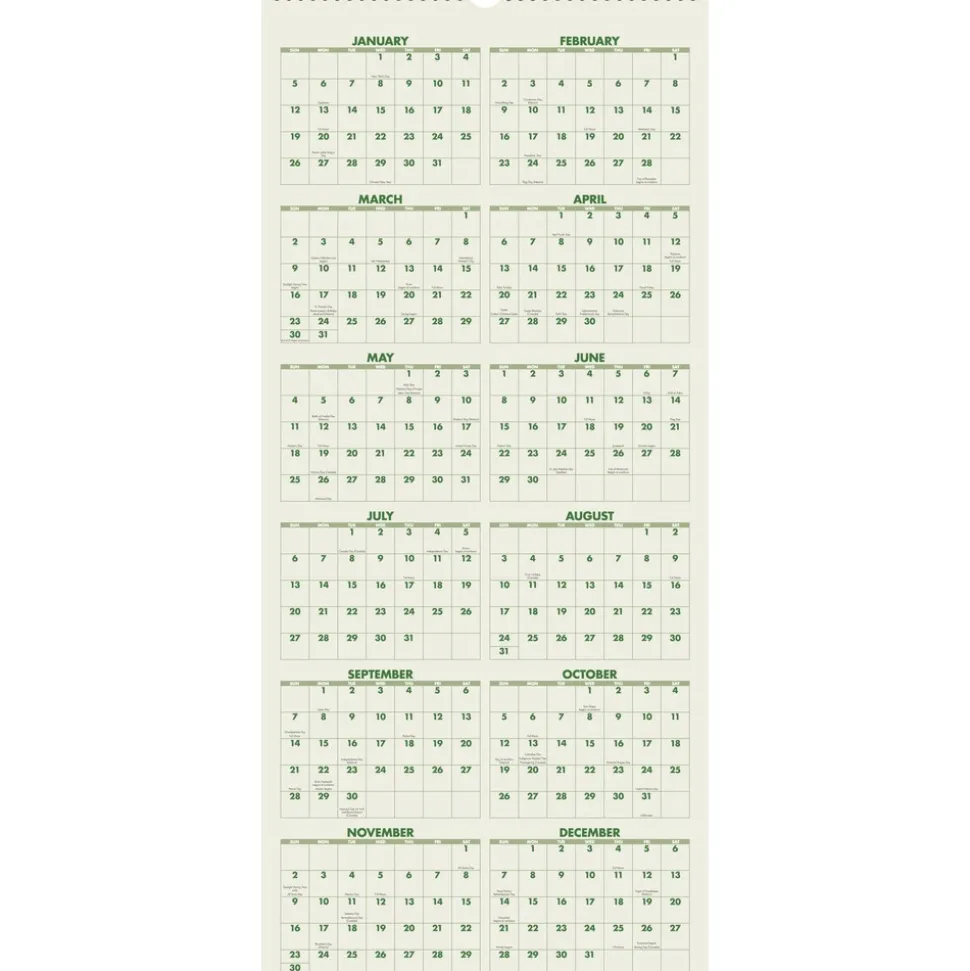 AT-A-GLANCE 14-Month: Dec 2025 to Jan 2027 Three-Month 12 in. x 27 in. Scenic Landscape Photography Wall Calendar - White Sheets