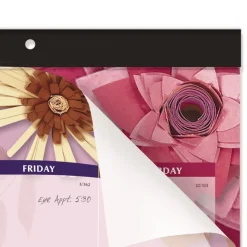 AT-A-GLANCE 12-Month (Jan to Dec): 2026 22 in. x 17 in. Floral Artwork Paper Flowers Desk Pad - Black Binding/Clear Corners