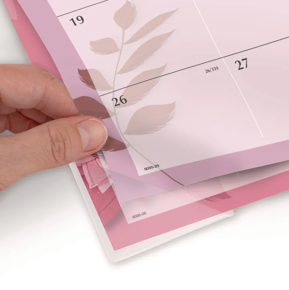 AT-A-GLANCE 12-Month (Jan to Dec): 2026 22 in. x 17 in. Floral Artwork Paper Flowers Desk Pad - Black Binding/Clear Corners