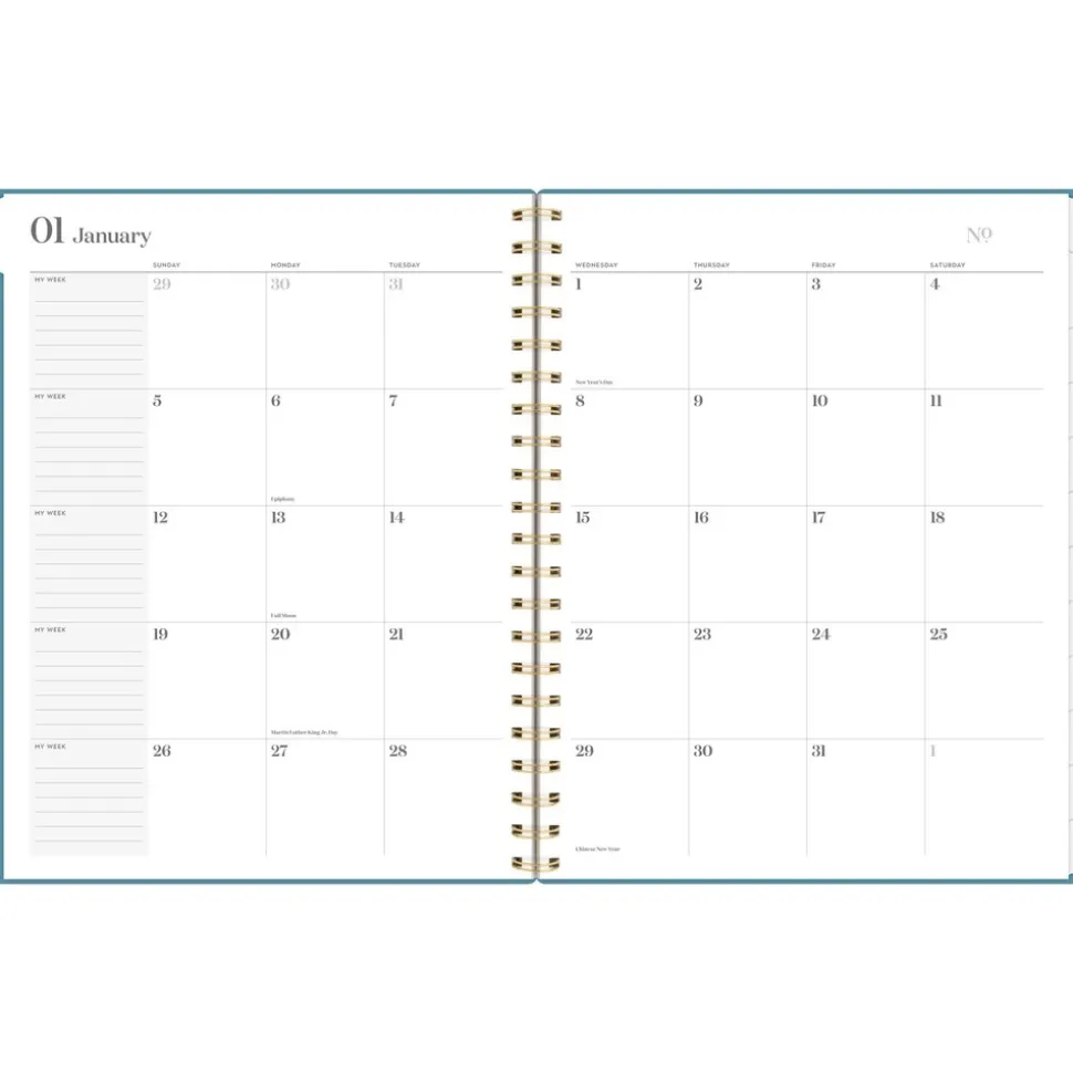 AT-A-GLANCE Workstyle 11 in. x 9.38 in. 12-Month (Jan to Dec) 2025 Geometric Artwork Weekly/Monthly Planner - Blue/Gold Cover