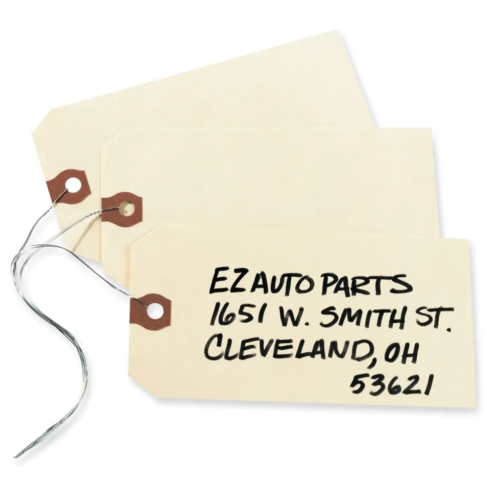 Avery 12606 5.25 in. x 2.63 in. 11.5 pt Stock Double Wired Shipping Tags - Manila (1000/Box)