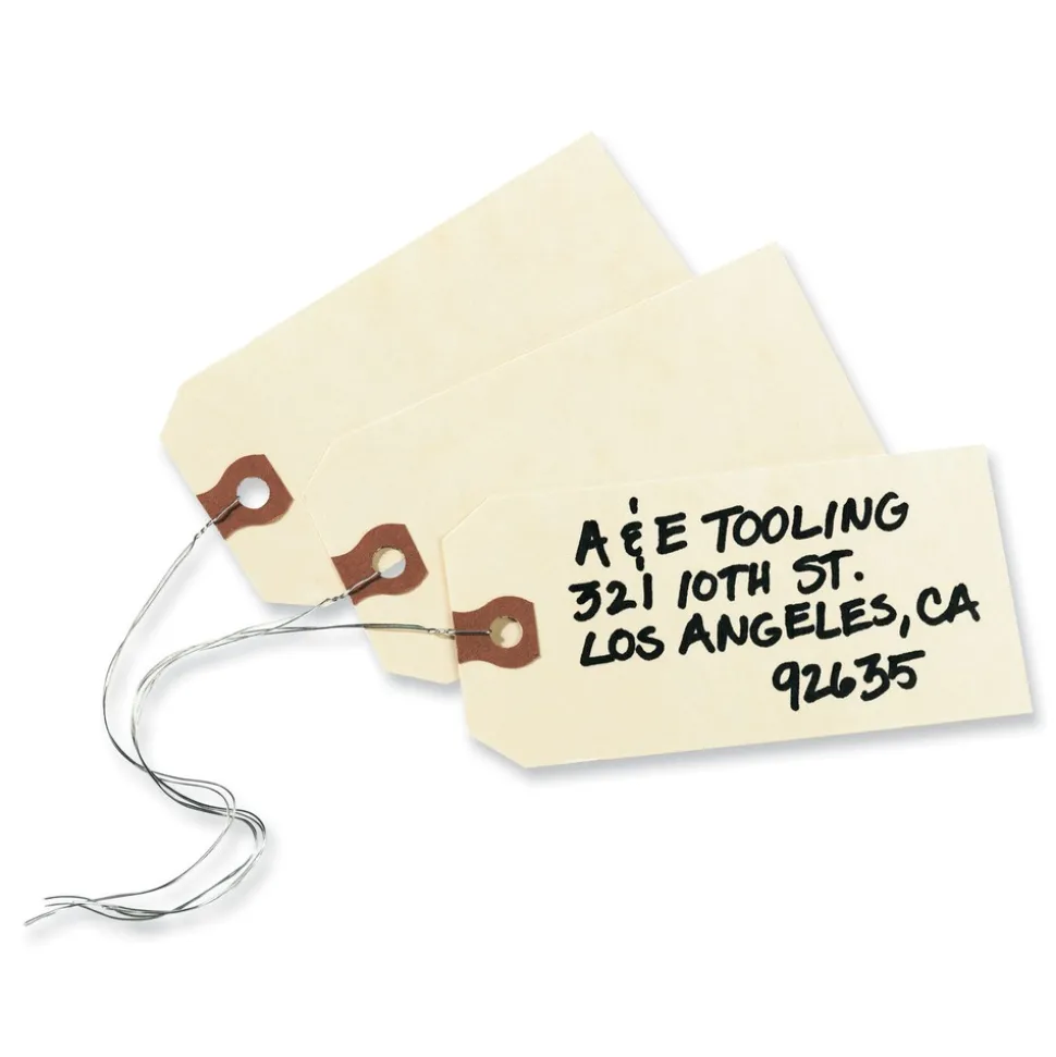 Avery 12606 5.25 in. x 2.63 in. 11.5 pt Stock Double Wired Shipping Tags - Manila (1000/Box)