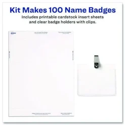 Avery 74461 3.5 in. x 2.25 in. Top Load Clip-Style Badge Holder with Laser/Inkjet Insert - White (100/Box)