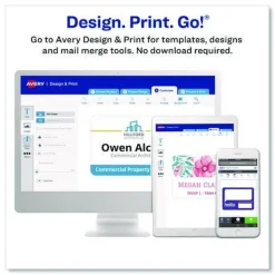 Avery 74461 3.5 in. x 2.25 in. Top Load Clip-Style Badge Holder with Laser/Inkjet Insert - White (100/Box)