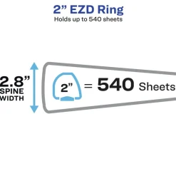 Avery 3 EZD Rings 2 in. Capacity 11 in. x 8.5 in. Durable View Binder with DuraHinge - White (12/Carton)