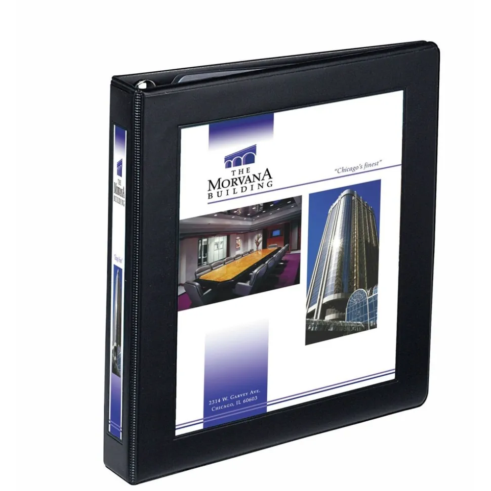 Avery 11 in. x 8.5 in. 1 in. Capacity 3 Rings Framed View Heavy-Duty Binders - Black (12/Carton)