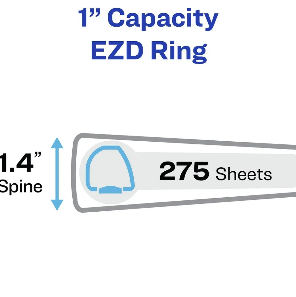 Avery 11 in. x 8.5 in. 1 in. Capacity 3 Rings Framed View Heavy-Duty Binders - Black (12/Carton)
