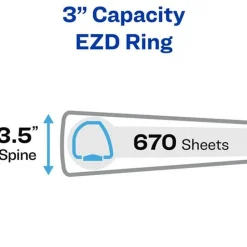 Avery 11 in. x 8.5 in. 3 Rings 3 in. Capacity Heavy-Duty View Binder with DuraHinge and Locking One Touch EZD Rings - White (4/Carton)