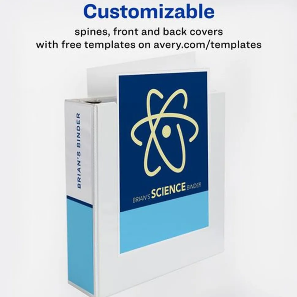 Avery 11 in. x 8.5 in. 3 Rings 3 in. Capacity Heavy-Duty View Binder with DuraHinge and Locking One Touch EZD Rings - White (4/Carton)