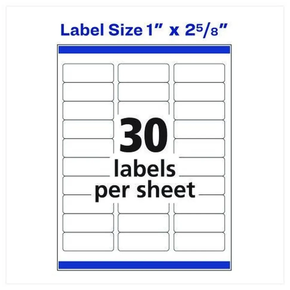 Avery 1 in. x 2.63 in. Address Labels with Sure Feed Technology for Laser Printers - White (30/Sheet, 250 Sheets/Box)