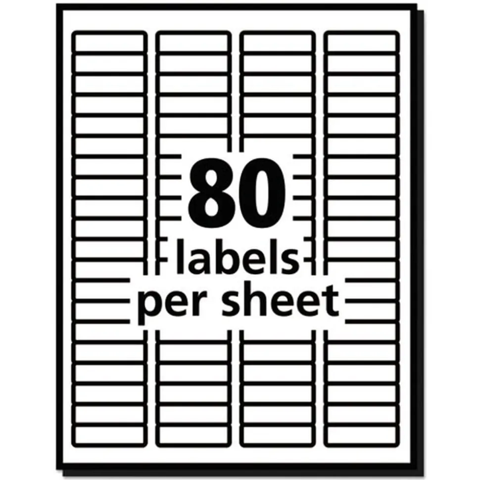 Avery 0.5 in. x 1.75 in. Address Labels with Sure Feed Technology for Laser Printers - White (80/Sheet, 250 Sheets/Box)