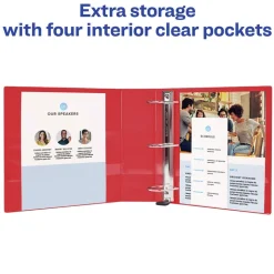 Avery 11 in. x 8.5 in. DuraHinge 3-Ring Heavy-Duty View Binder with 2 in. Capacity - Red (6/Carton)