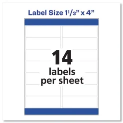 Avery 1.33 in. x 4 in. Easy Peel Address Labels with Sure Feed Technology for Laser Printers - White (14/Sheet, 250 Sheets/Box)