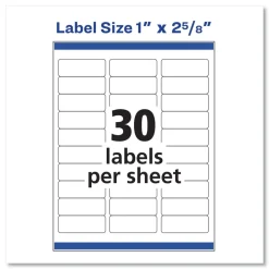 Avery 1 in. x 2.63 in. Easy Peel Address Labels with Sure Feed Technology for Laser Printers - White (30/Sheet, 500 Sheets/Box)