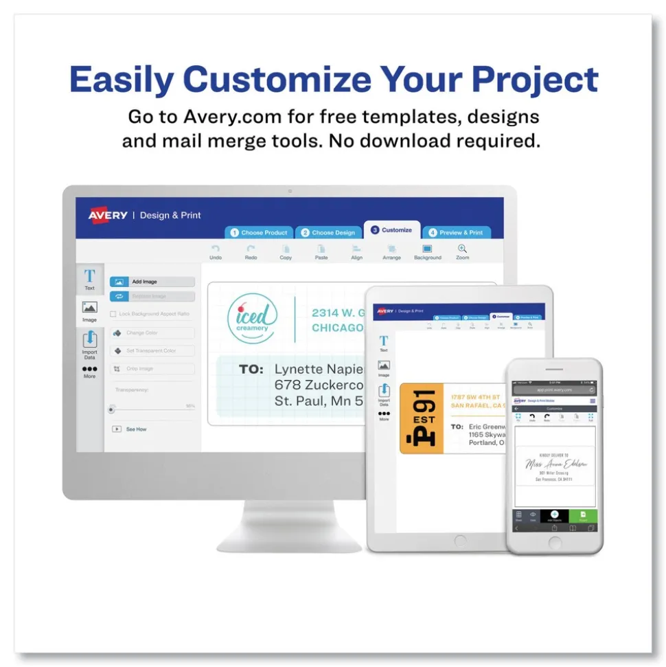 Avery 1 in. x 2.63 in. Easy Peel Address Labels with Sure Feed Technology for Laser Printers - White (30/Sheet, 500 Sheets/Box)