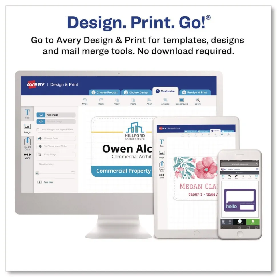 Avery 4 in. x 3 in. Horizontal Heavy-Duty Clip-Style Badge Holders - Clear (100/Box)