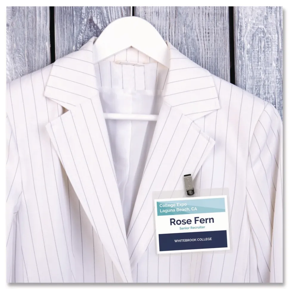 Avery 4 in. x 3 in. Horizontal Heavy-Duty Clip-Style Badge Holders - Clear (100/Box)