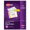 Avery 4 in. x 3 in. Horizontal Secure Top Hanging-Style Badge Holders - Clear (100/Box)