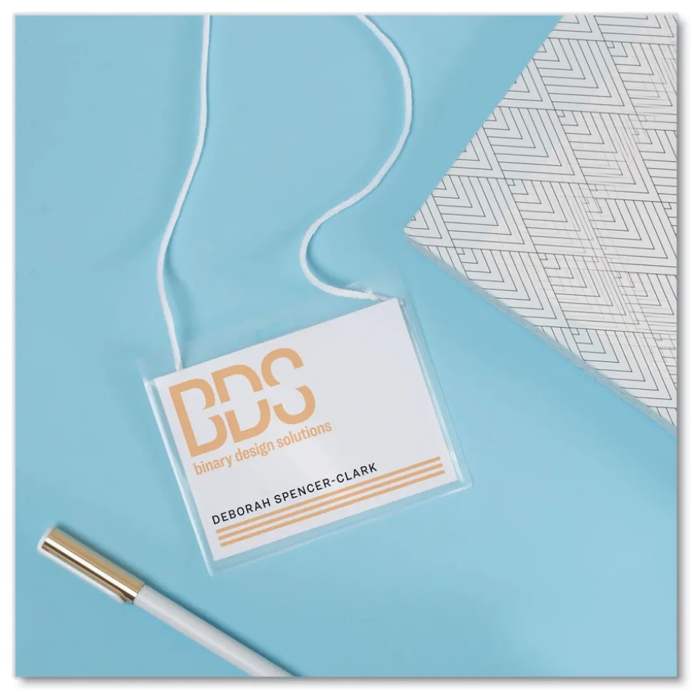 Avery 4 in. x 3 in. Horizontal Secure Top Hanging-Style Badge Holders - Clear (100/Box)