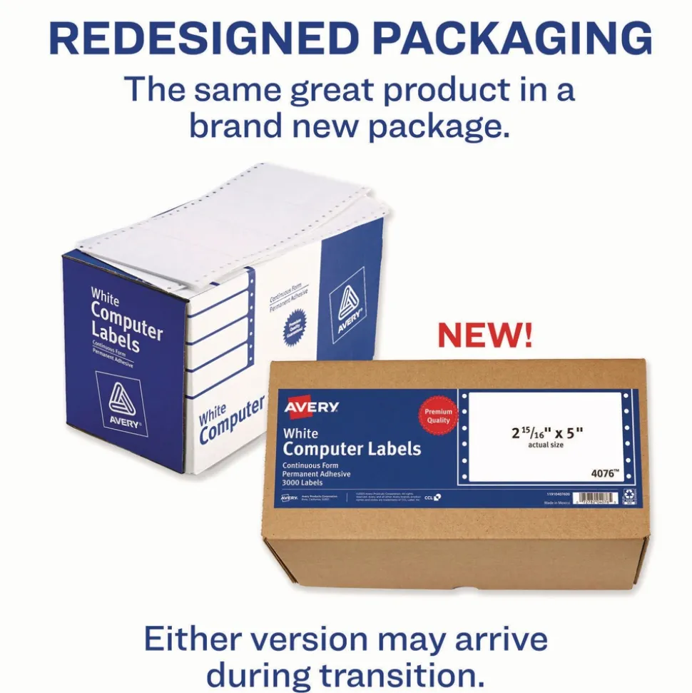 Avery 2.94 in. x 5 in. Pin-Fed/Dot Matrix Printer Mailing Labels - White (3000/Box)