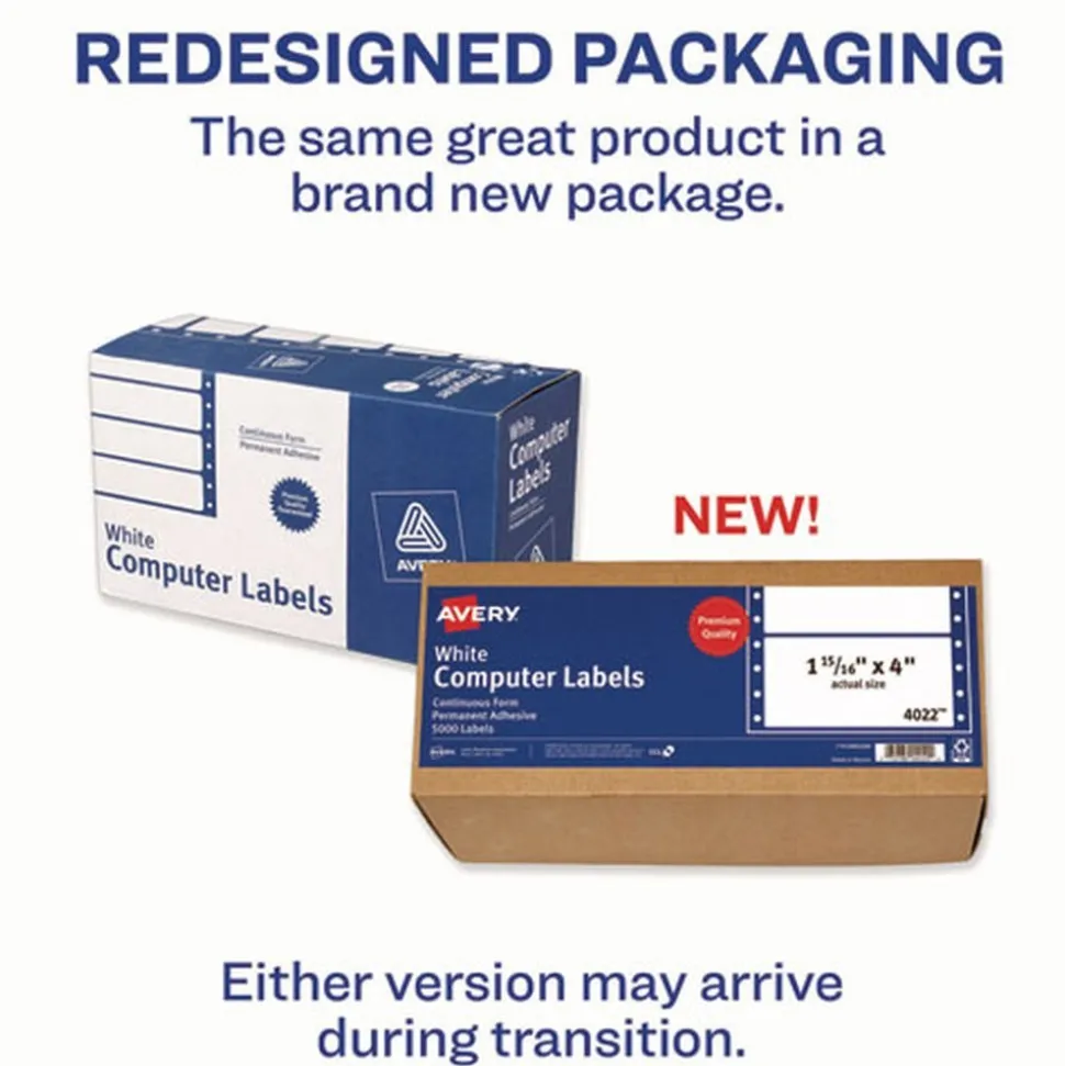 Avery 1.94 in. x 4 in. Pin-Fed/Dot Matrix Printer Mailing Labels - White (5000/Box)
