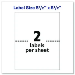 Avery 5.5 in. x 8.5 in. Shipping Labels-Bulk Packs for Inkjet/Laser Printers - White (2/Sheet, 250 Sheets/Box)
