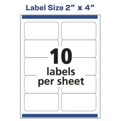 Avery 2 in. x 4 in. Shipping Labels-Bulk Packs for Inkjet/Laser Printers - White (10/Sheet, 250 Sheets/Box)