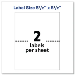 Avery 5.5 in. x 8.5 in. Shipping Labels with TrueBlock Technology for Laser Printers - White (2/Sheet, 250 Sheets/Box)