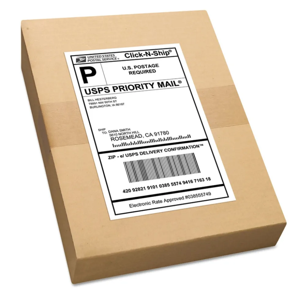 Avery 5.5 in. x 8.5 in. Shipping Labels with TrueBlock Technology for Inkjet/Laser Printers - White (2/Sheet, 500 Sheets/Box)