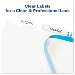 Avery 11 in. x 8.5 in. 5-Tab Print and Apply Index Maker Clear Label Dividers - White (50 Sets/Box)